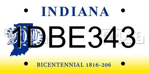 1DBE343 Indiana License Plate