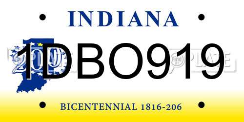 1DBO919 Indiana License Plate