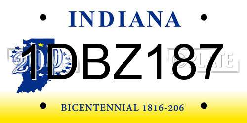 1DBZ187 Indiana License Plate