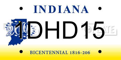 1DHD15 Indiana License Plate