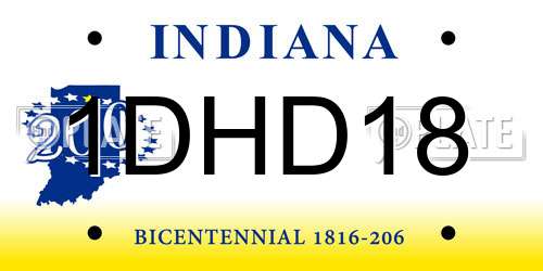 1DHD18 Indiana License Plate