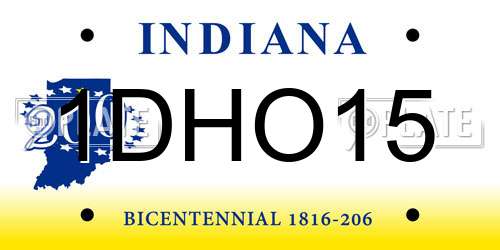 1DHO15 Indiana License Plate