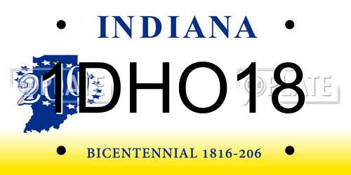 1DHO18 Indiana License Plate