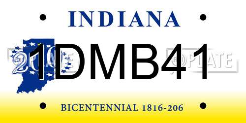 1DMB41 Indiana License Plate