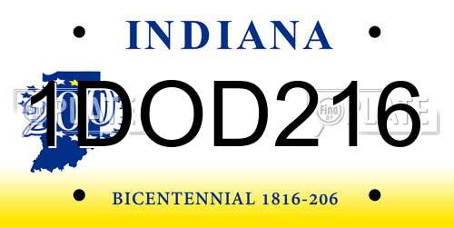 1DOD216 Indiana License Plate