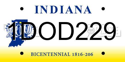 1DOD229 Indiana License Plate