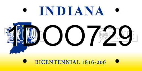 1DOO729 Indiana License Plate
