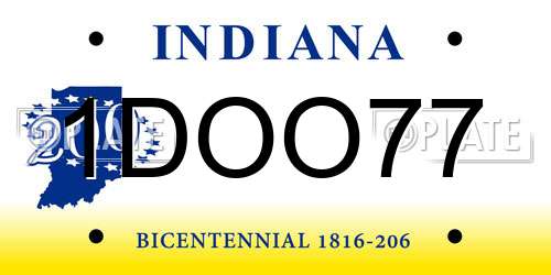 1DOO77 Indiana License Plate