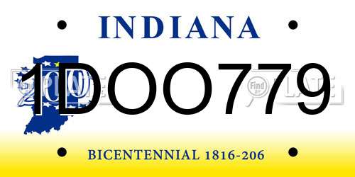 1DOO779 Indiana License Plate