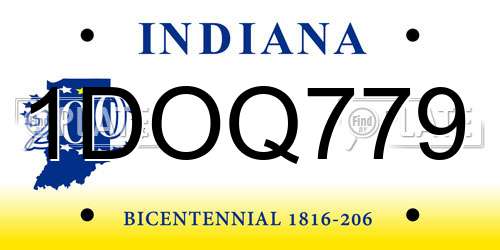 1DOQ779 Indiana License Plate