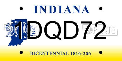 1DQD72 Indiana License Plate
