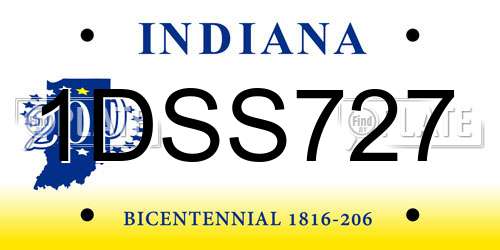 1DSS727 Indiana License Plate