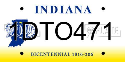 1DTO471 Indiana License Plate