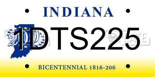 1DTS225 Indiana License Plate