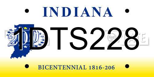 1DTS228 Indiana License Plate