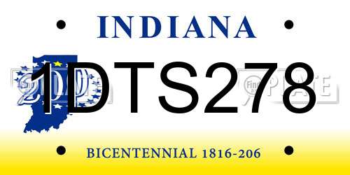 1DTS278 Indiana License Plate