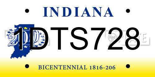 1DTS728 Indiana License Plate