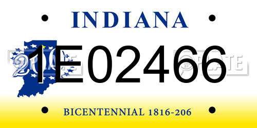 1E02466 Indiana License Plate