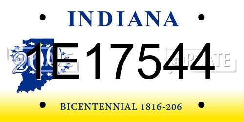 1E17544 Indiana License Plate