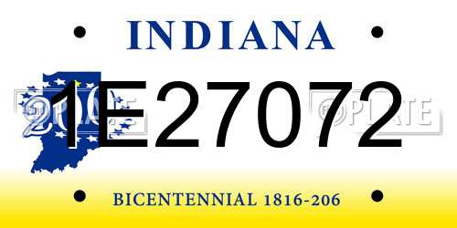 1E27072 Indiana License Plate