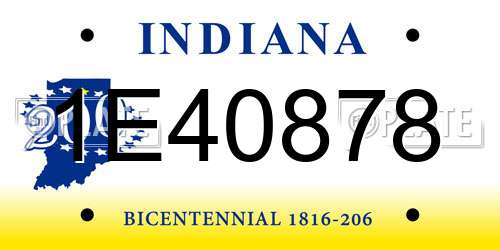 1E40878 Indiana License Plate