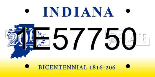 1E57750 Indiana License Plate