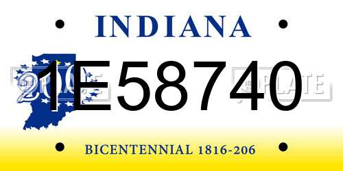 1E58740 Indiana License Plate