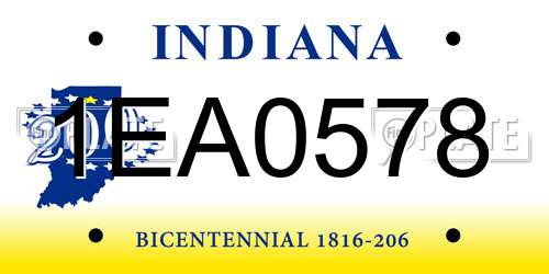 1EA0578 Indiana License Plate
