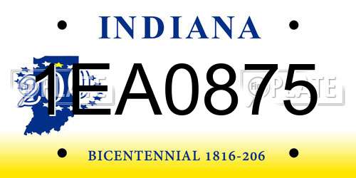 1EA0875 Indiana License Plate