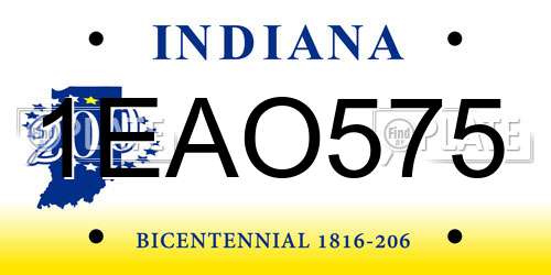 1EAO575 Indiana License Plate