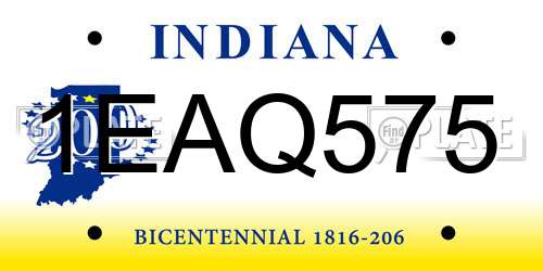 1EAQ575 Indiana License Plate