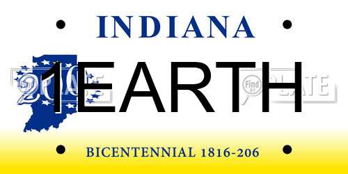 1EARTH Indiana License Plate