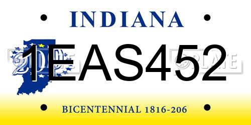 1EAS452 Indiana License Plate