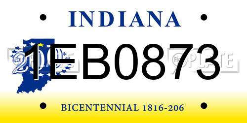 1EB0873 Indiana License Plate