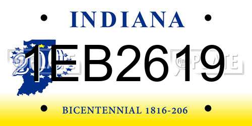 1EB2619 Indiana License Plate