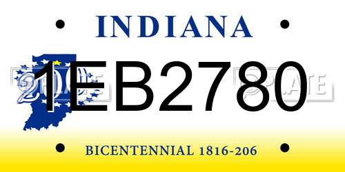 1EB2780 Indiana License Plate