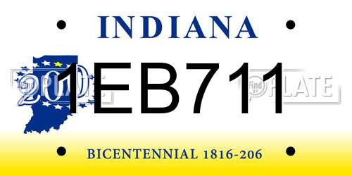 1EB711 Indiana License Plate
