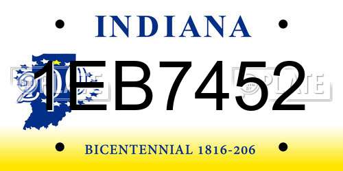 1EB7452 Indiana License Plate