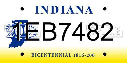1EB7482 Indiana License Plate