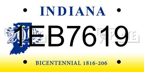 1EB7619 Indiana License Plate