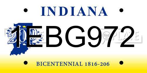 1EBG972 Indiana License Plate