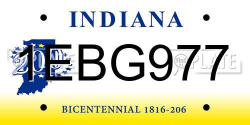 1EBG977 Indiana License Plate