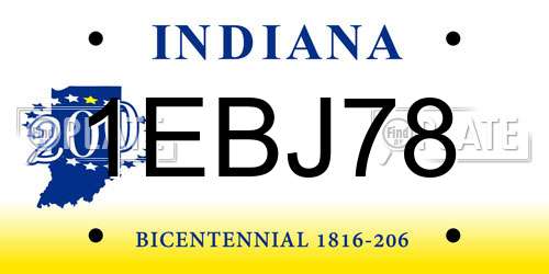 1EBJ78 Indiana License Plate