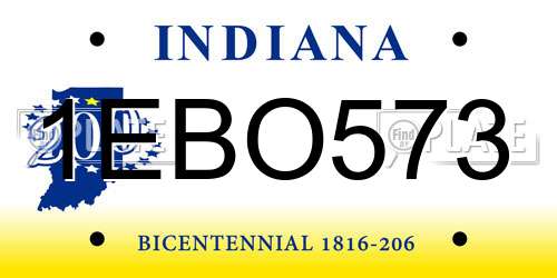 1EBO573 Indiana License Plate