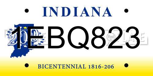 1EBQ823 Indiana License Plate