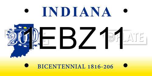 1EBZ11 Indiana License Plate