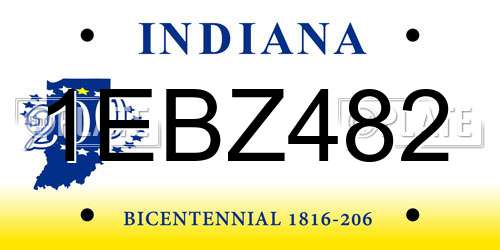 1EBZ482 Indiana License Plate