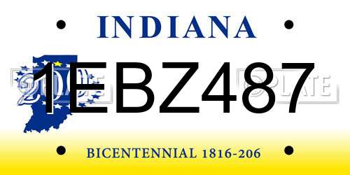 1EBZ487 Indiana License Plate