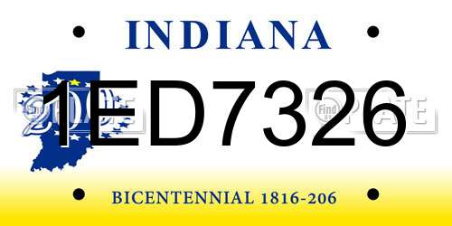 1ED7326 Indiana License Plate