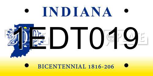 1EDT019 Indiana License Plate